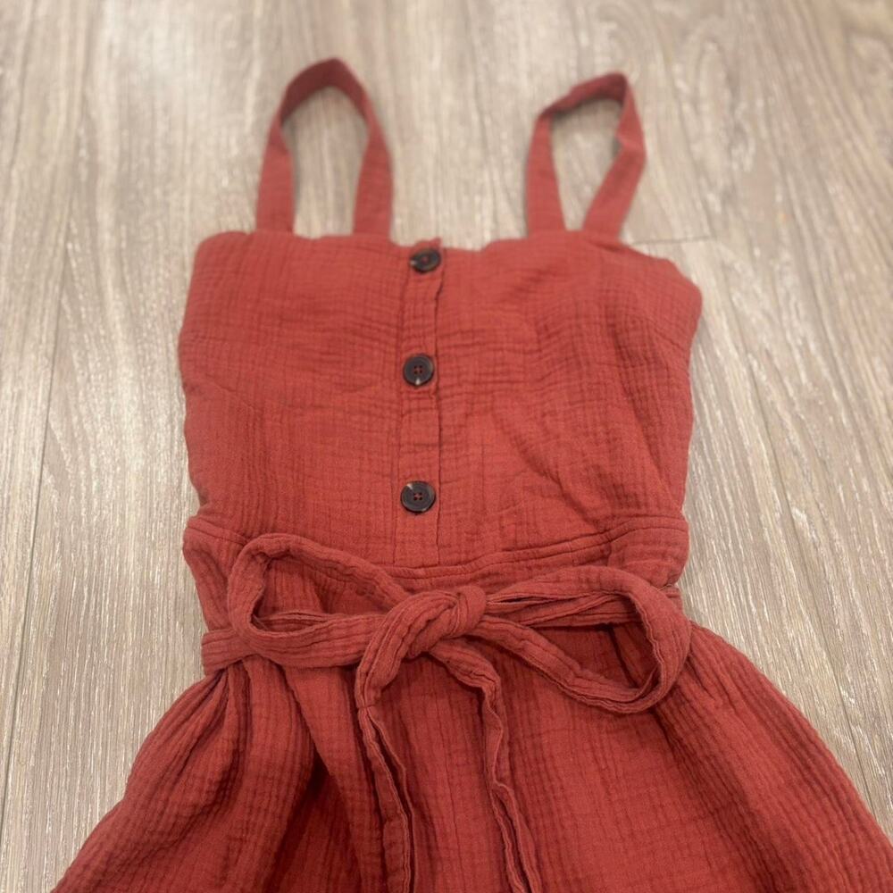 Rachel Zoe Terra Cotta Romper Jumpsuit Adjustable Straps and Tie Waist Sz 8